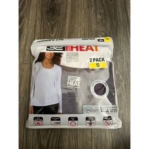 32 Degrees Heat Women's 2-Pack Long Sleeve Scoop Neck Tee, White/Purple Size S